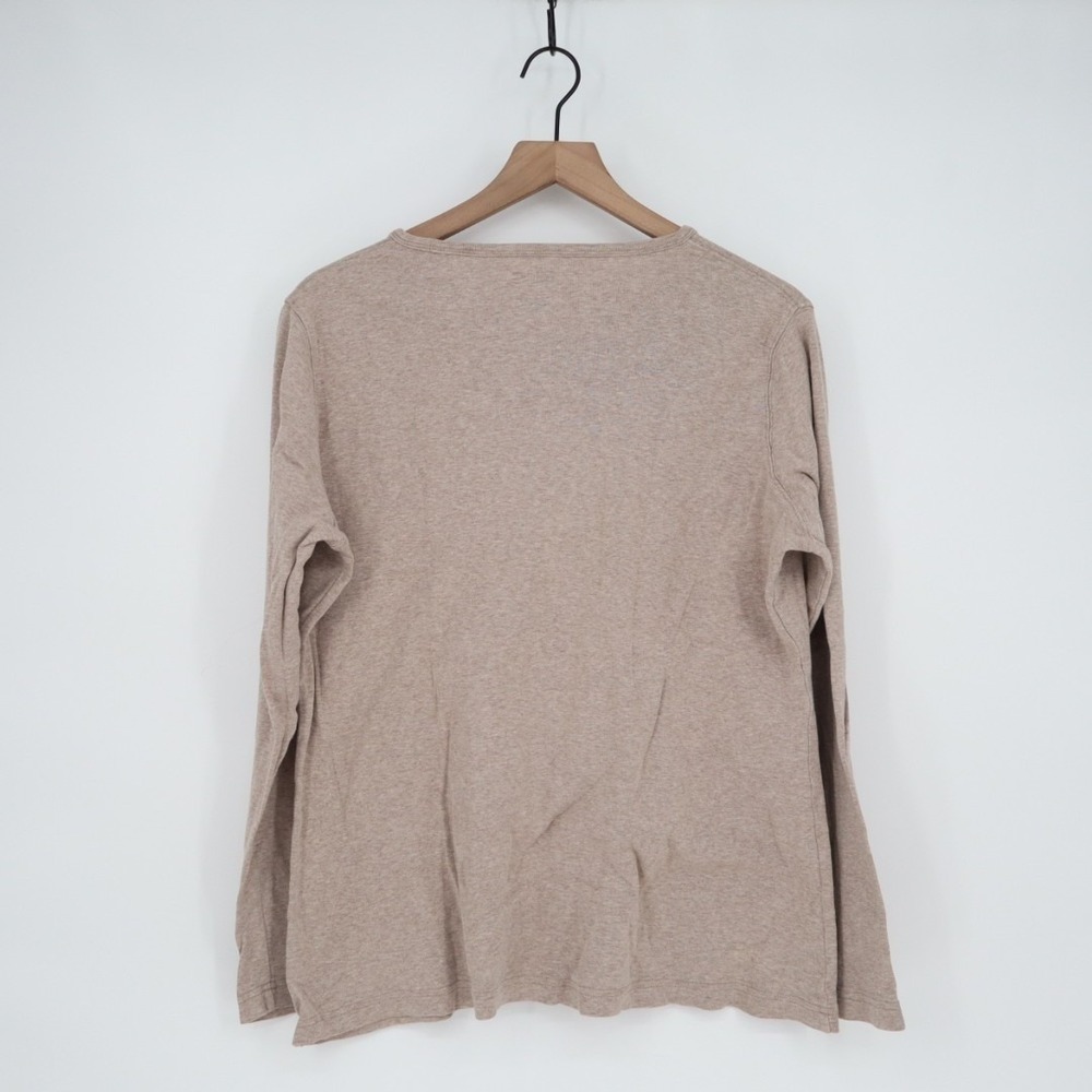 Duluth Trading T-Shirt Mens L Beige Kint Cotton Crew Neck Long Sleeve Pullover - Picture 5 of 6
